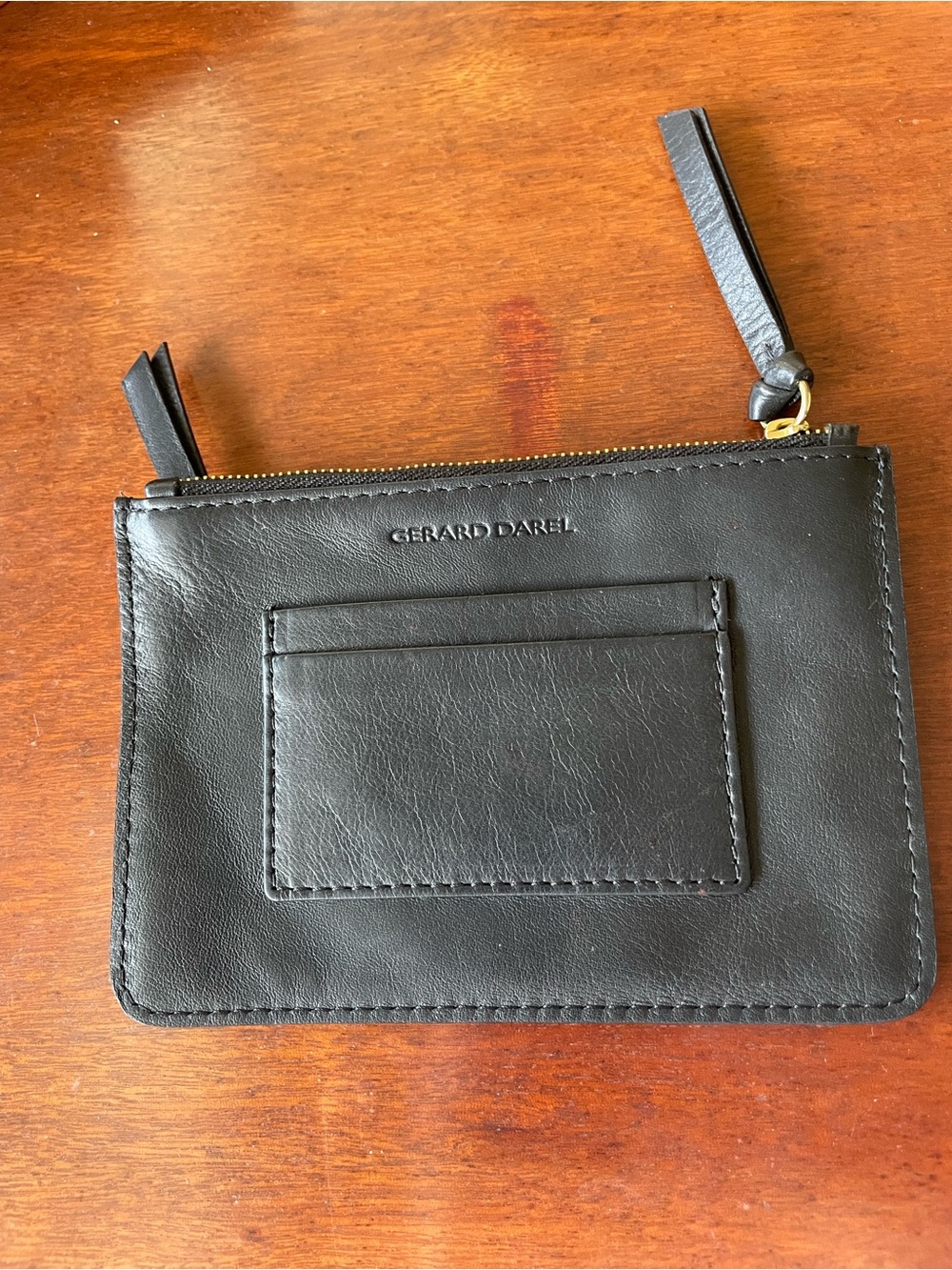 Gerard Darel Black Italian Leather Credit Card & zippered Pouch Unused
